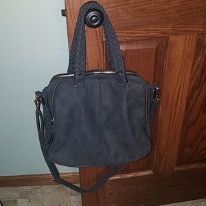 Charcoal Purse with Shoulder Strap.